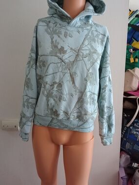 Abercrombie & Fitch Light Blue Floral-Print Hooded Sweatshirt